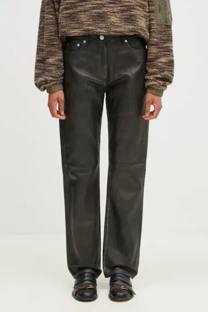 Samsoe Samsoe pantaloni de piele Salynn piele