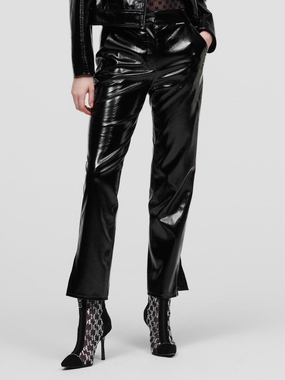 Pantaloni piele Karl Lagerfeld