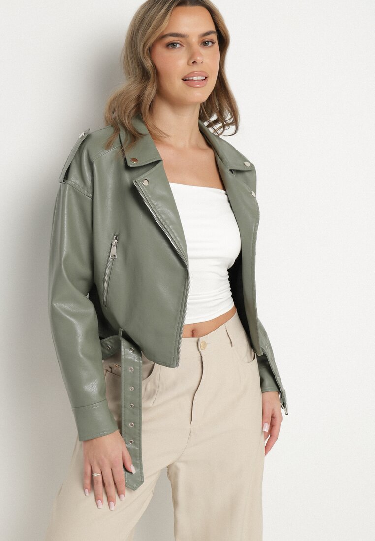 Geci piele Geacă Verde deschis