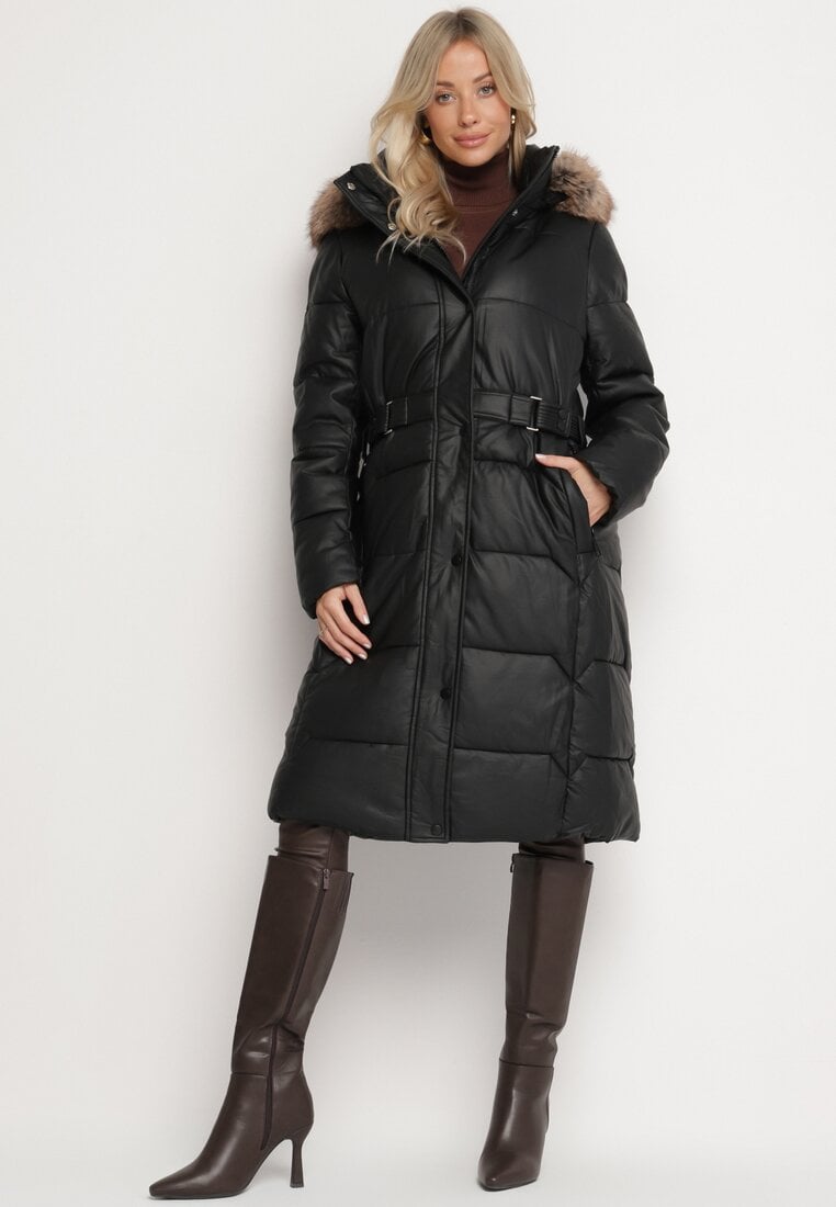 Geci piele Geacă Neagră cu maro