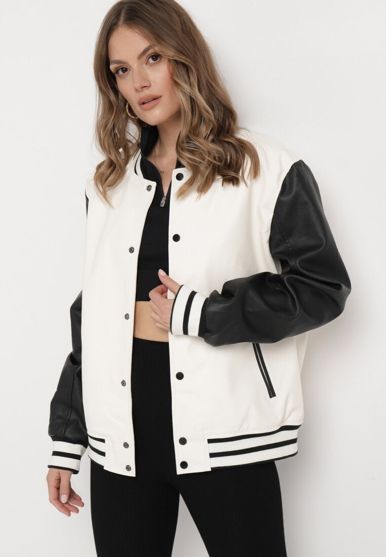 Geci piele Geacă Neagră cu bej