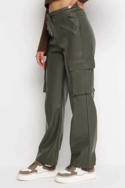 Pantaloni piele Pantaloni Verde închis