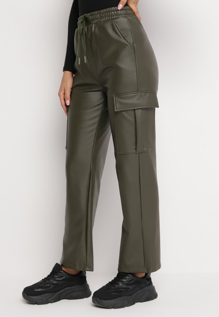 Pantaloni piele Pantaloni Verde închis