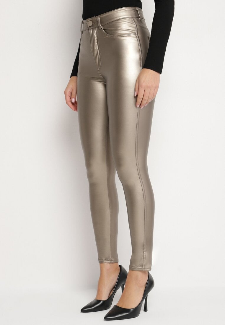 Pantaloni piele Pantaloni Culoarea șampaniei