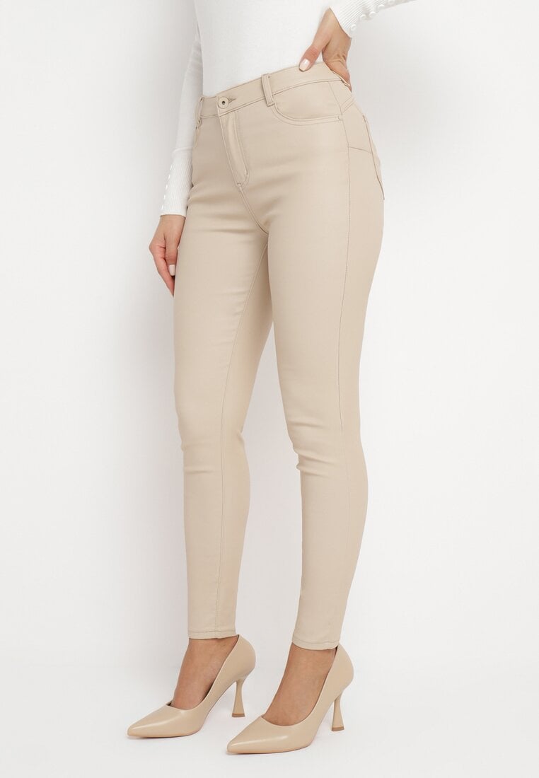 Pantaloni piele Pantaloni Bej deschis