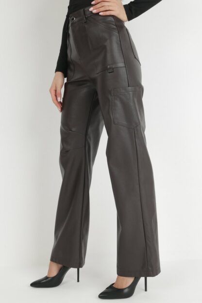 Pantaloni piele Pantaloni Maro închis