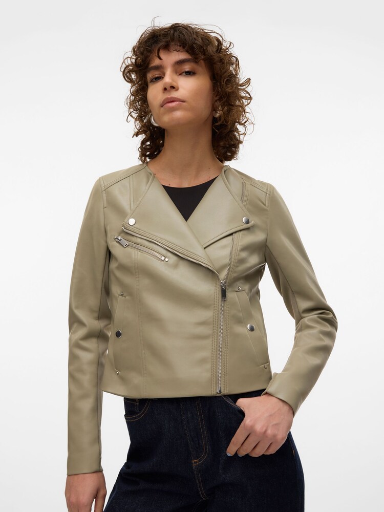 Jachetă din piele artificială fără guler Vero Moda