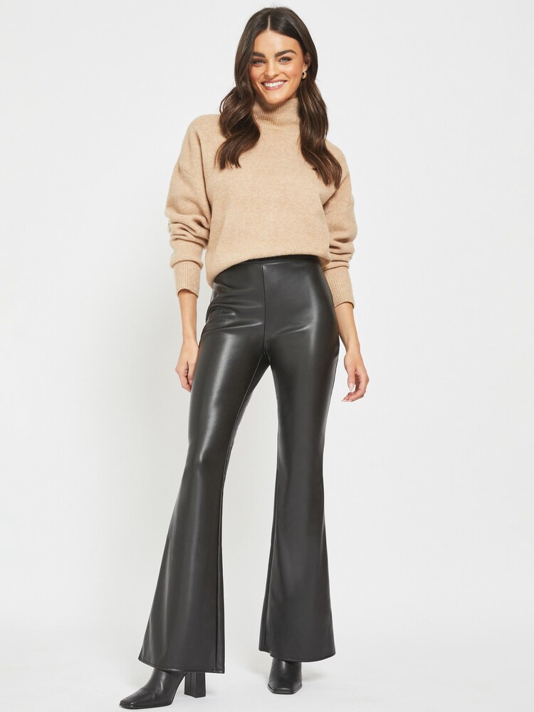 Pantaloni evazați din piele sintetică Noisy May