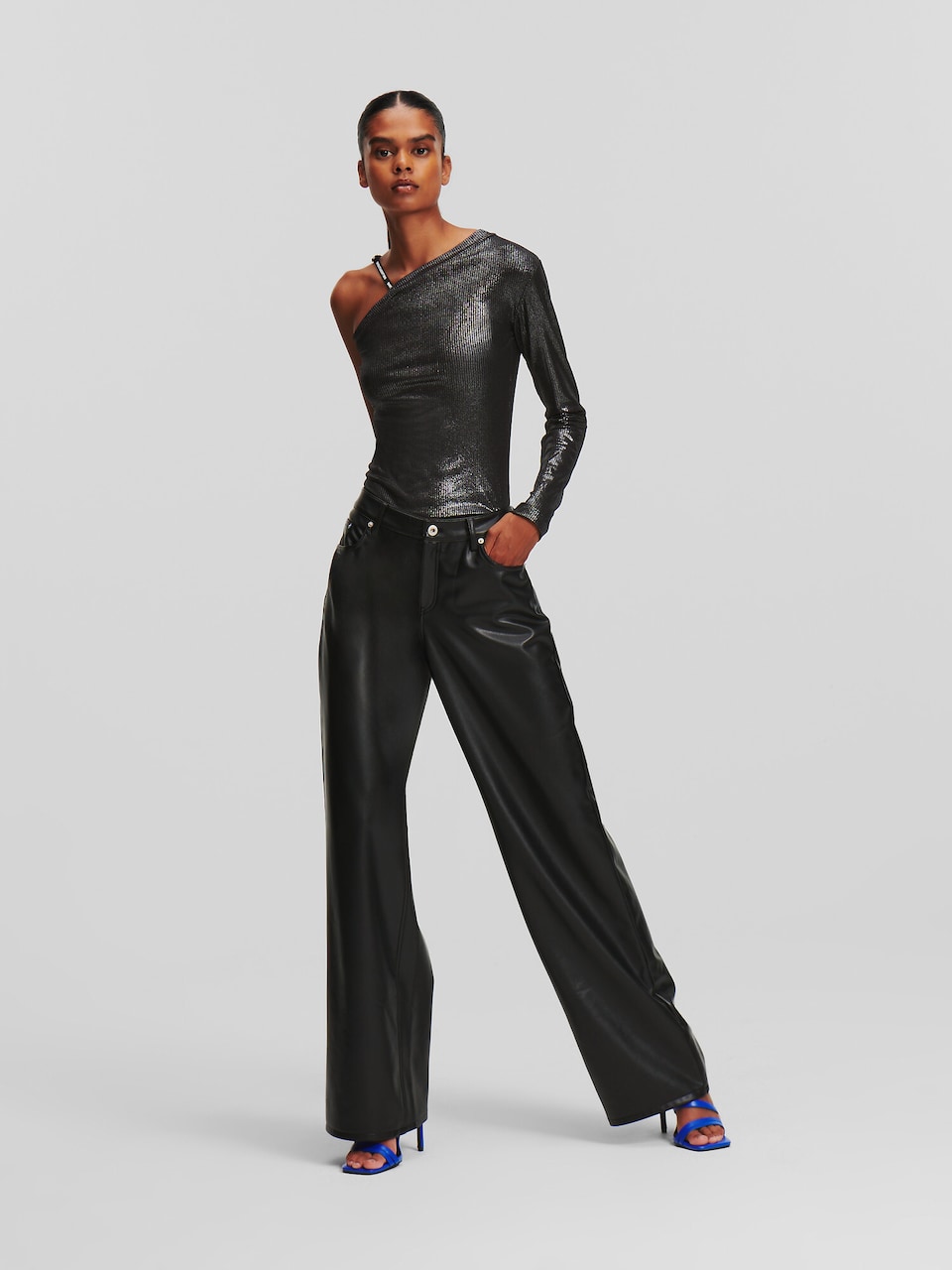 Pantaloni piele KARL LAGERFELD JEANS