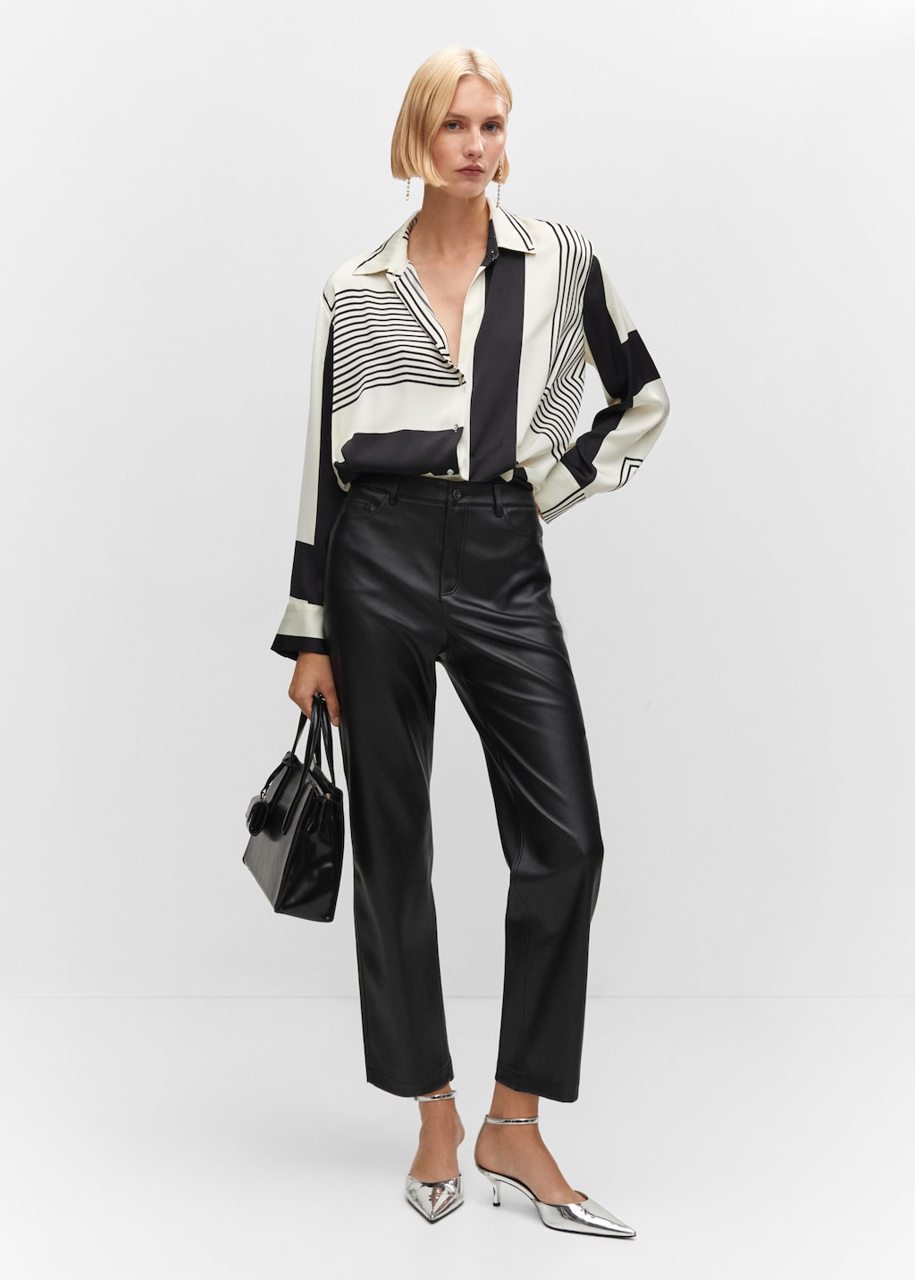 Pantaloni Piele Mango