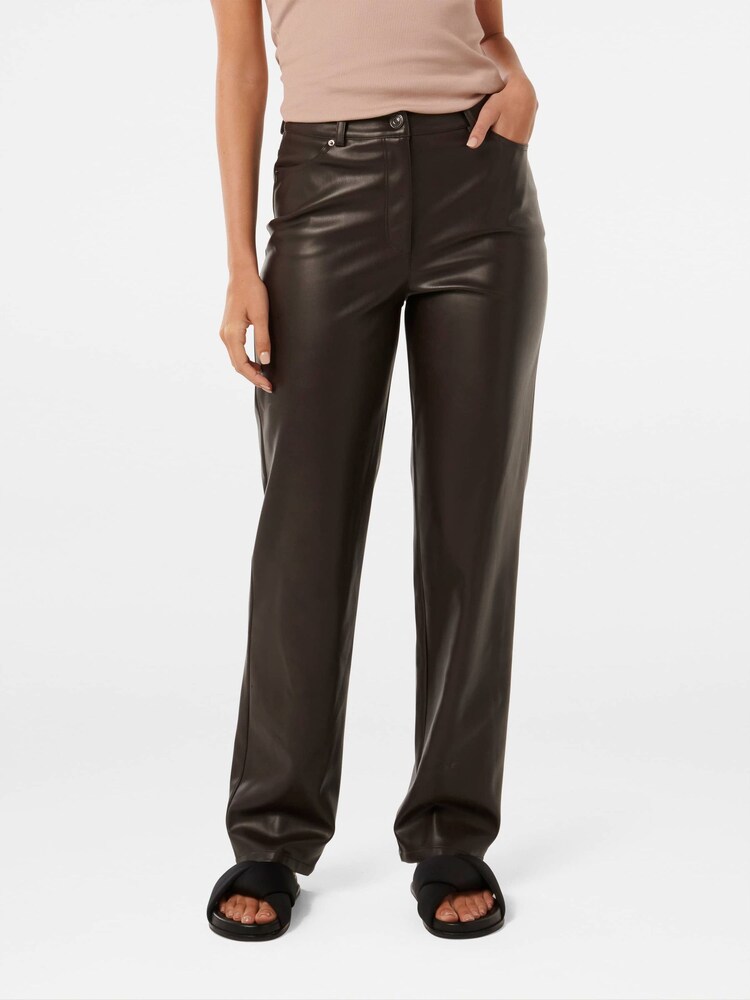 Pantaloni Forever New Una Vegan Croială dreaptă piele