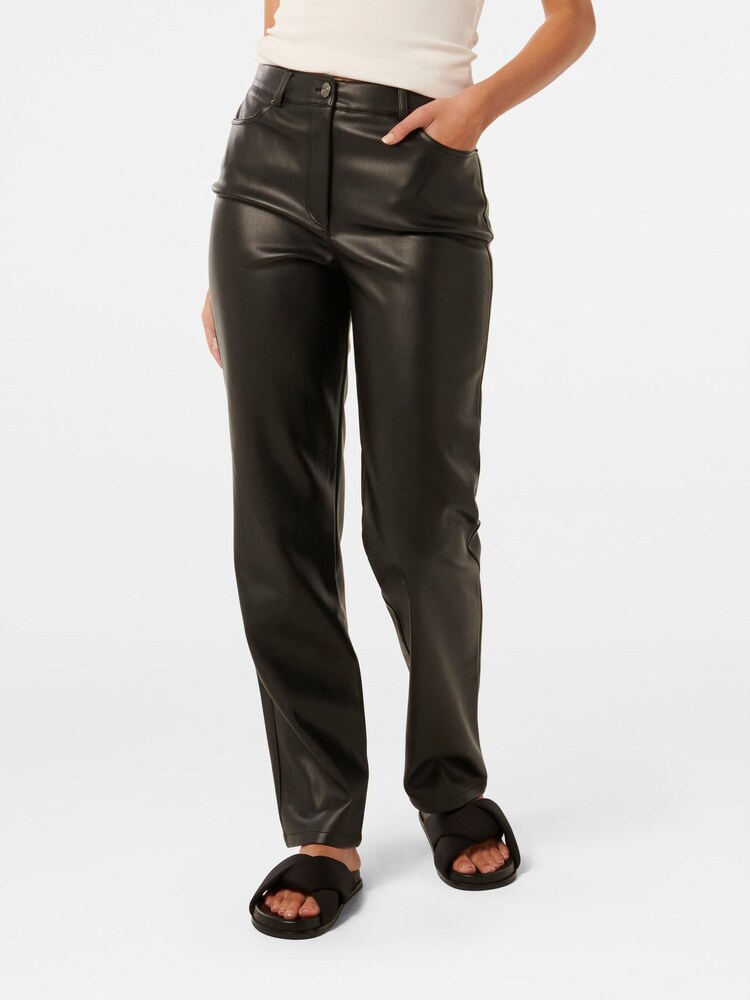 Pantaloni Forever New Una Vegan Croială dreaptă piele