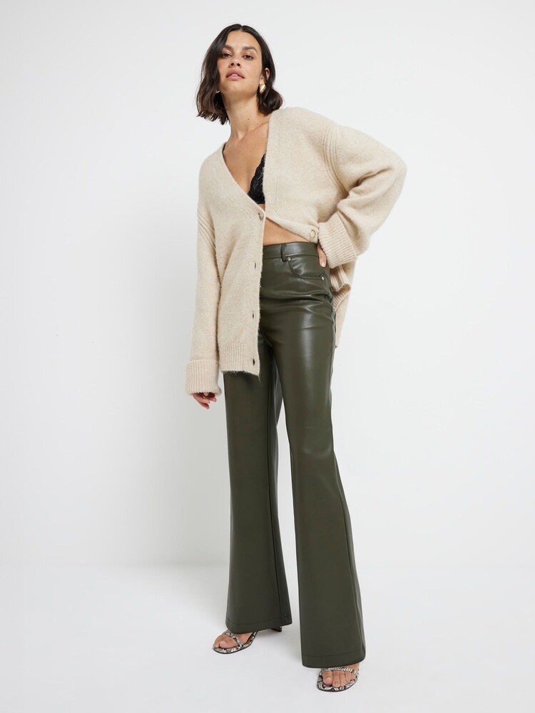 Pantaloni River Island Faux Relaxed Croială dreaptă piele