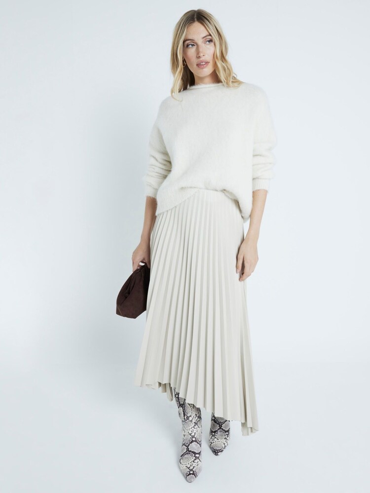 Fustă midi din piele artificială Plisat River Island