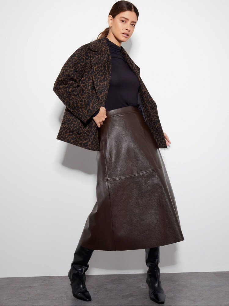 Fusta Monsoon din piele artificială Pippa Midi