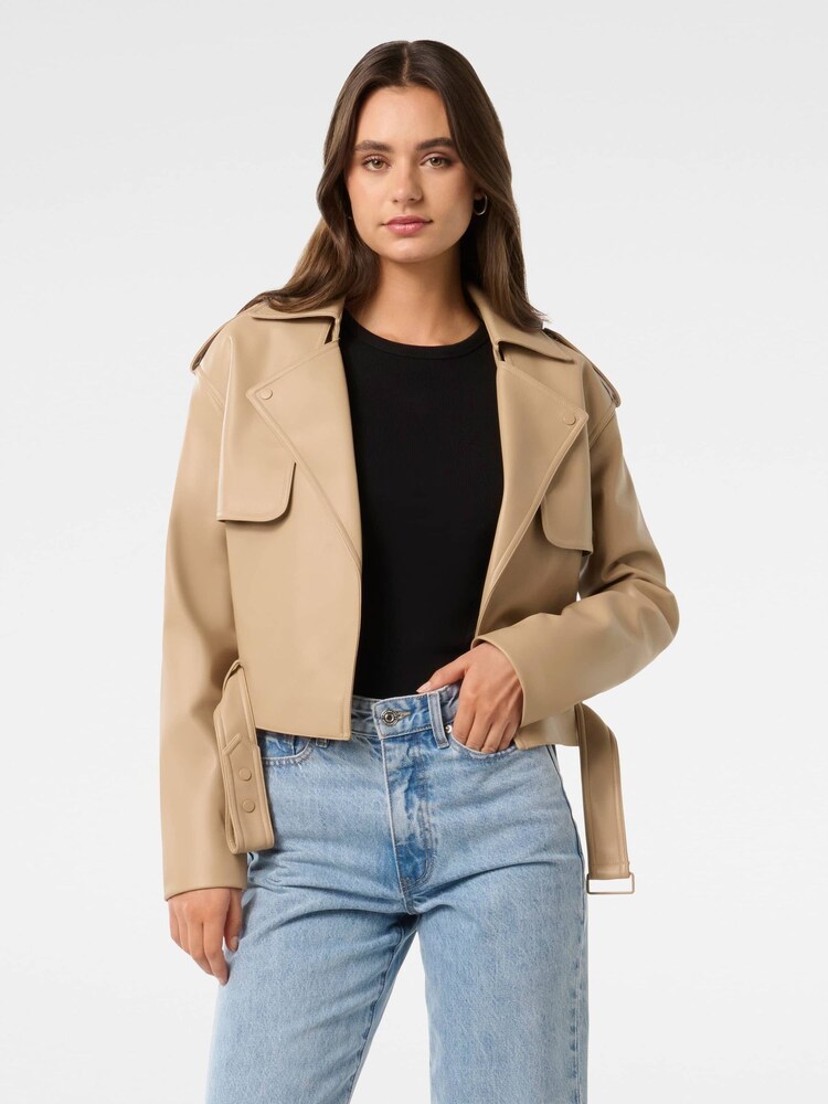 Trenci decupat Forever New Lorri din piele artificială
