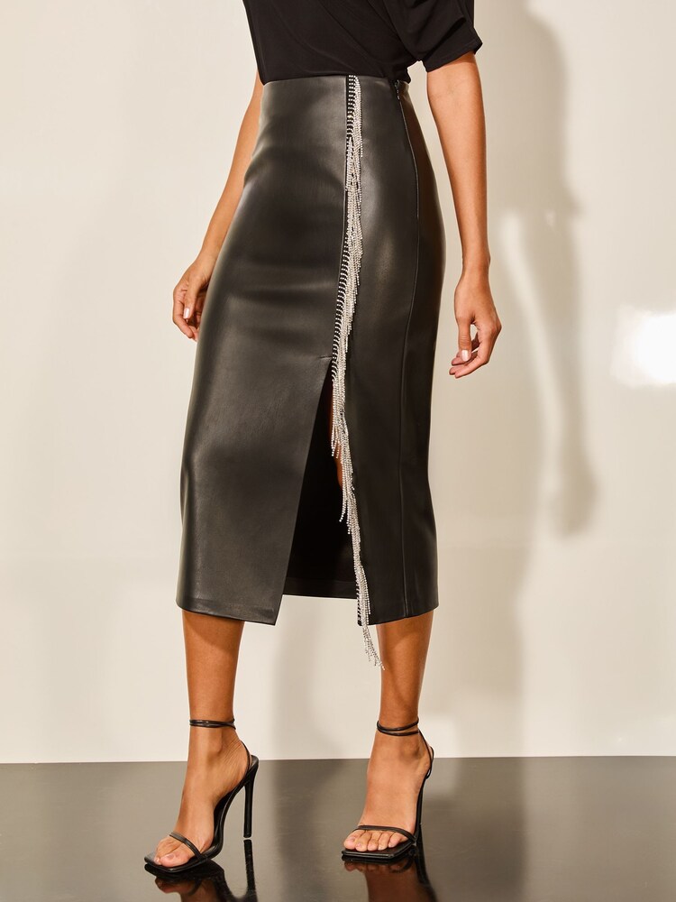 Fusta Lipsy Faux Diamante Tassle Midi piele