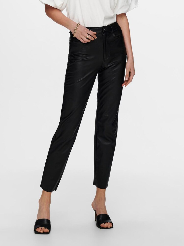 Pantaloni Only Talie înaltă Faux Haine de lucru 100% Cotton piele