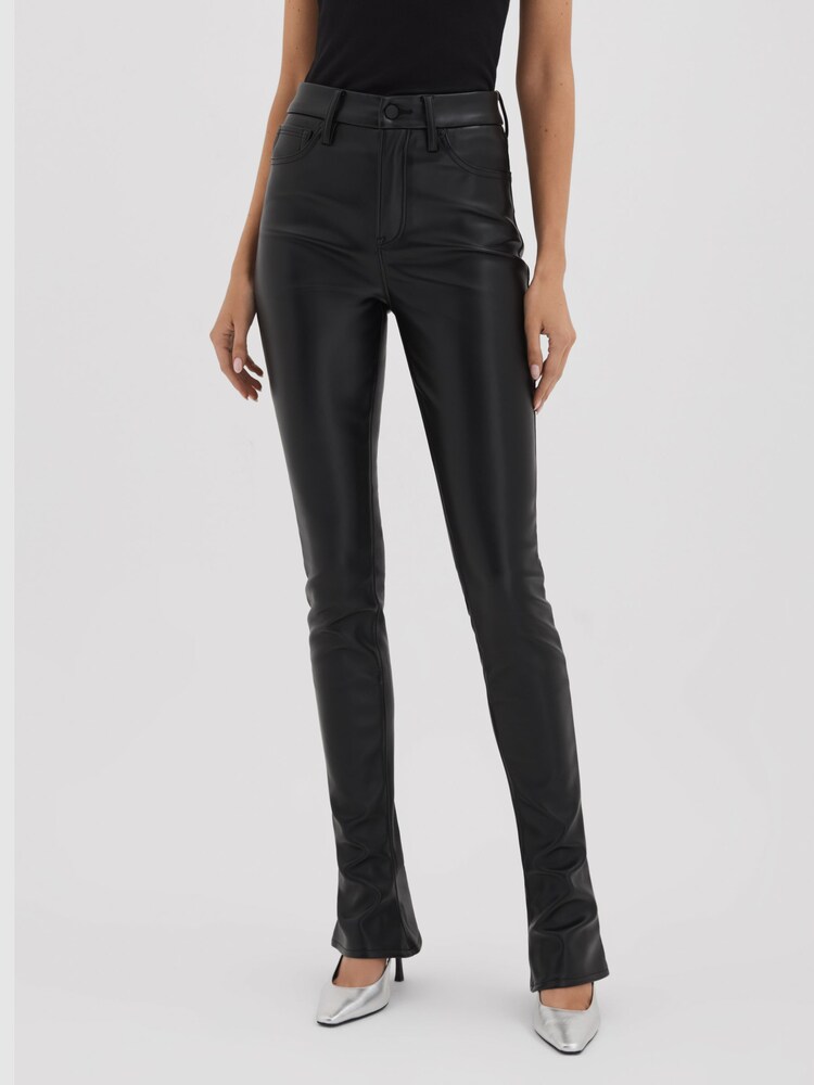 Pantaloni Good American Good American subțiri din piele artificială Bootcut
