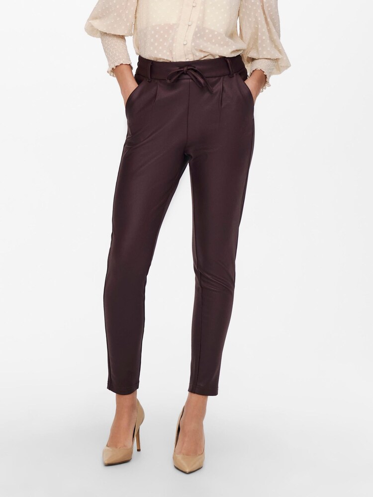 Pantaloni din piele artificială acoperită în talie Only Talie înaltă Cravată