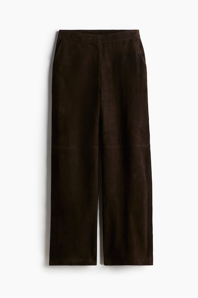 Pantaloni piele H&M - Pantaloni drepți din piele întoarsă